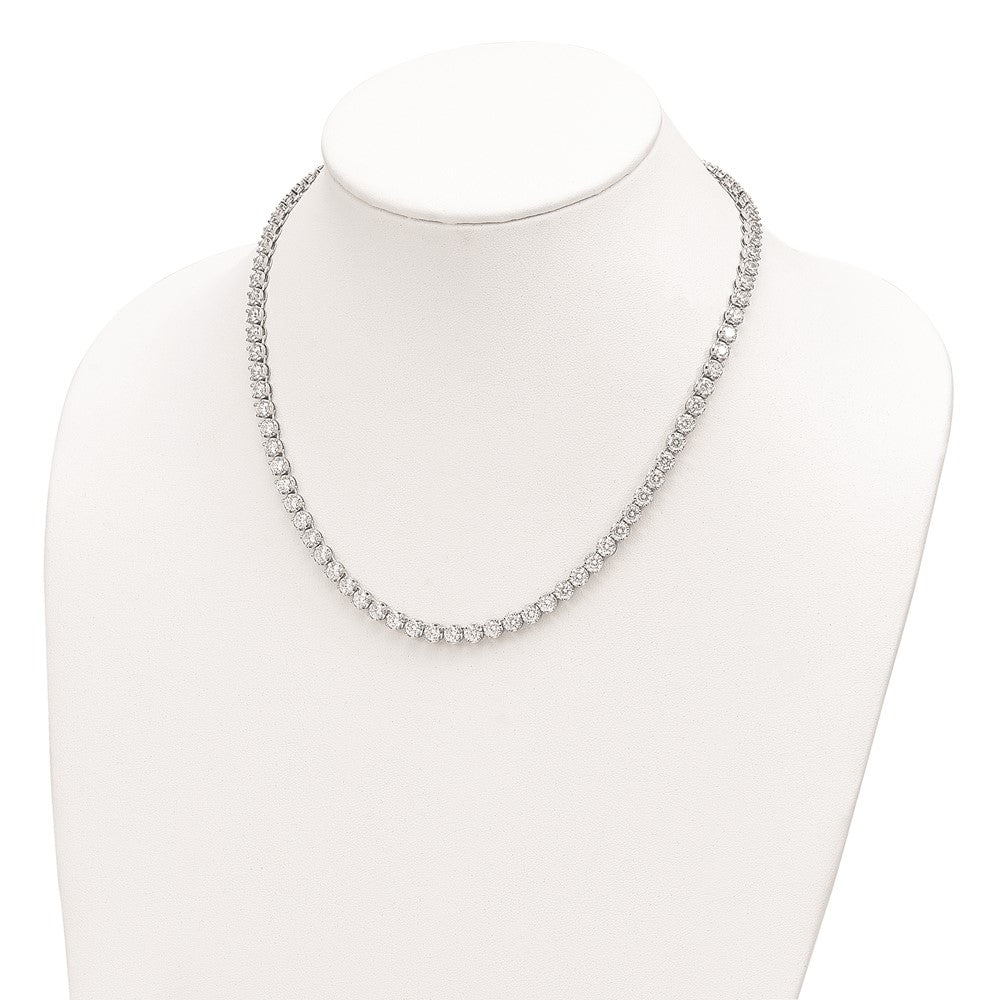 Sterling Silver Rhodium-plated Brilliant-cut Cubic Zirconia Pendan Necklace 18"