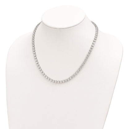 Sterling Silver Rhodium-plated Brilliant-cut Cubic Zirconia Pendan Necklace 18"