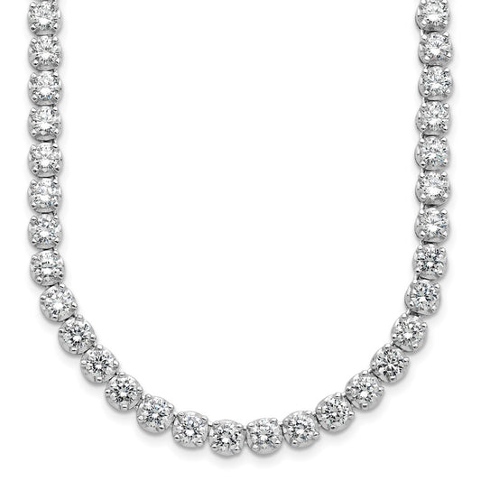 Sterling Silver Rhodium-plated Brilliant-cut Cubic Zirconia Pendan Necklace 18"
