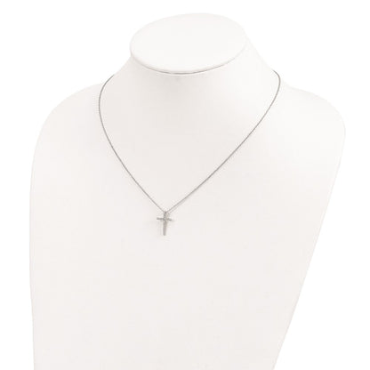 Sterling Silver Brilliant-cut Cubic Zirconia Cross Necklace 18"