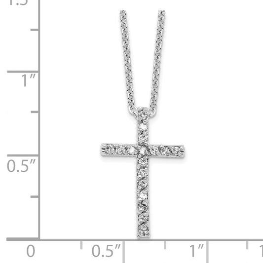 Sterling Silver Brilliant-cut Cubic Zirconia Cross Necklace 18"