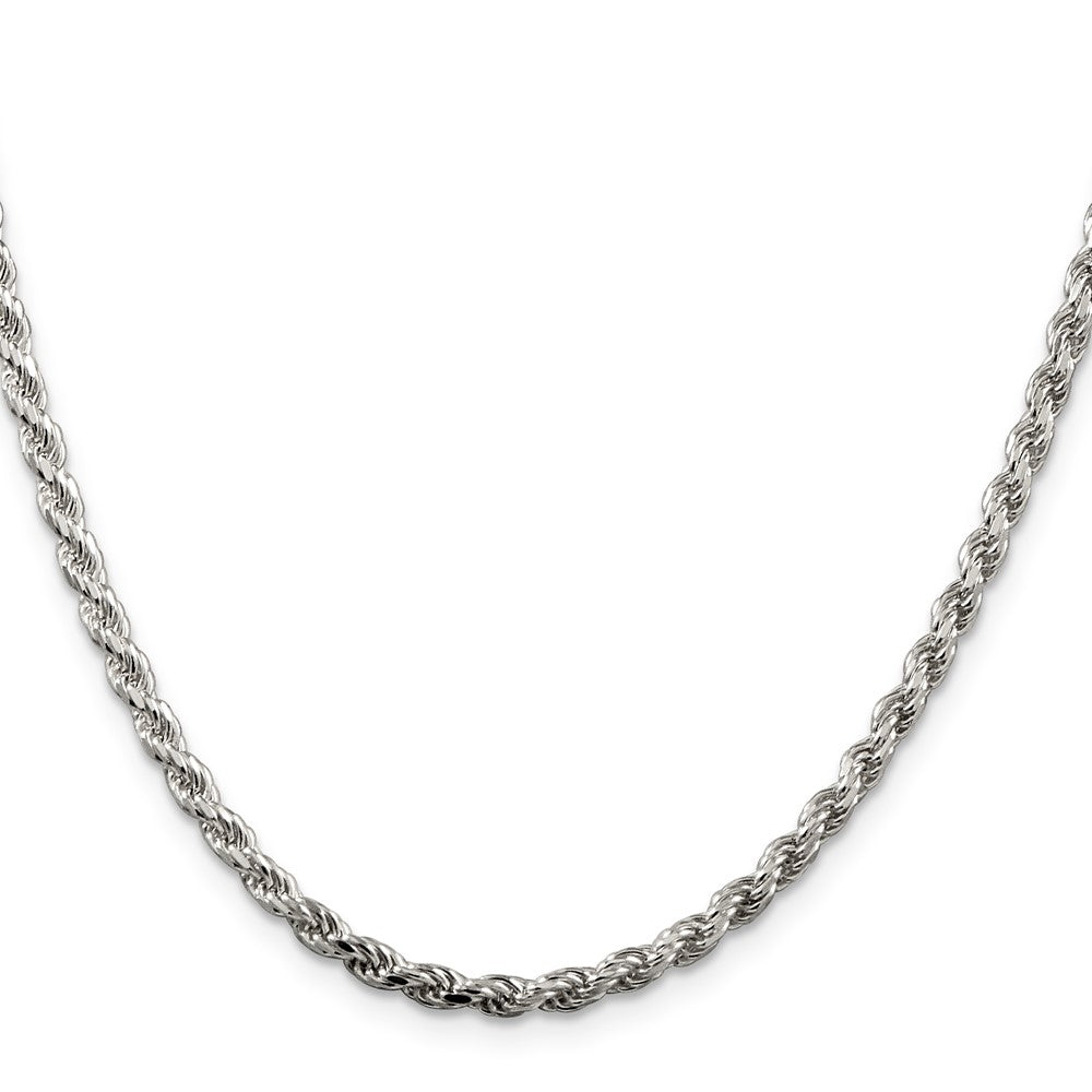 Sterling Silver 3.2mm Diamond-cut Rope Chain Necklace