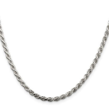 Sterling Silver 3.2mm Diamond-cut Rope Chain Necklace