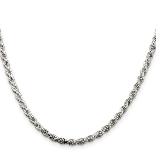 Sterling Silver 3.2mm Diamond-cut Rope Chain Necklace