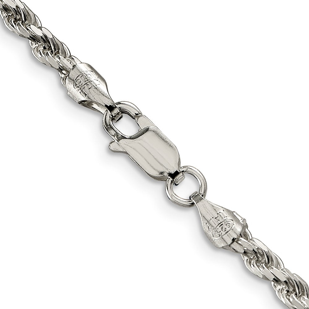 Sterling Silver 3.2mm Diamond-cut Rope Chain Necklace