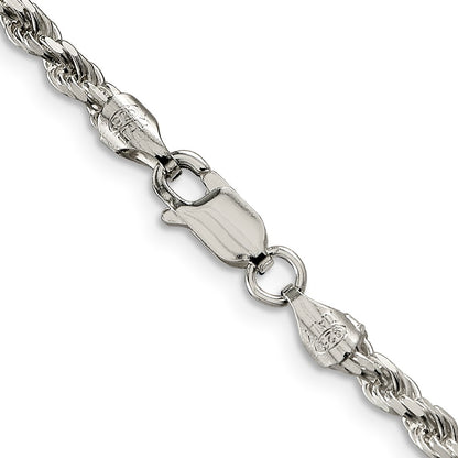 Sterling Silver 3.2mm Diamond-cut Rope Chain Necklace