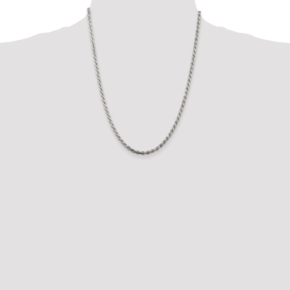 Sterling Silver 3.2mm Diamond-cut Rope Chain Necklace