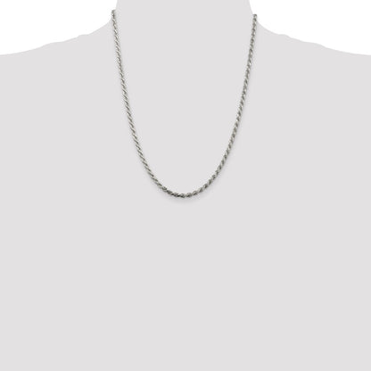 Sterling Silver 3.2mm Diamond-cut Rope Chain Necklace