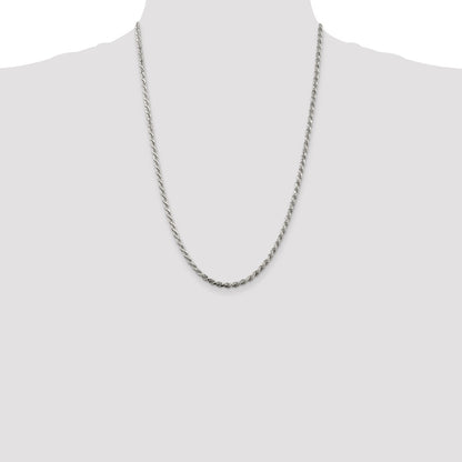 Sterling Silver 3.2mm Diamond-cut Rope Chain Necklace