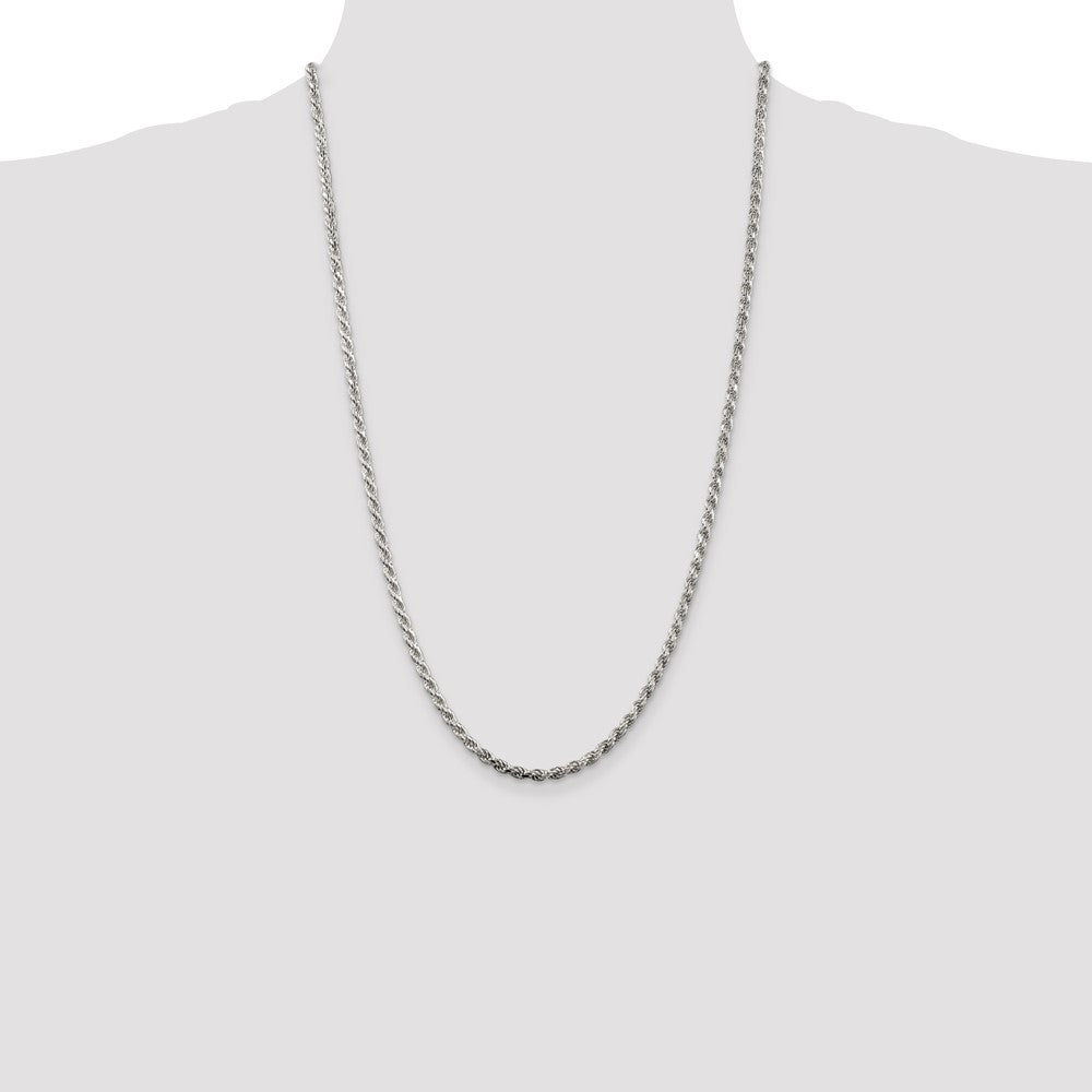 Sterling Silver 3.2mm Diamond-cut Rope Chain Necklace