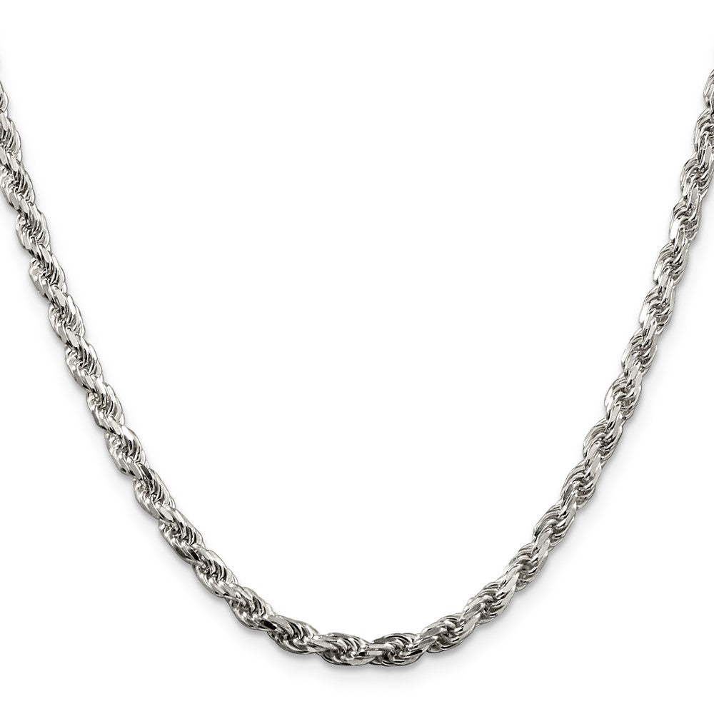 Sterling Silver 3.75mm Diamond-cut Rope Chain Necklace