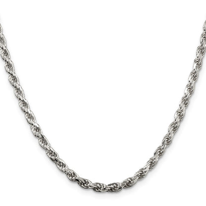 Sterling Silver 3.75mm Diamond-cut Rope Chain Necklace