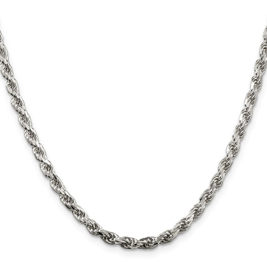 Sterling Silver 3.75mm Diamond-cut Rope Chain Necklace