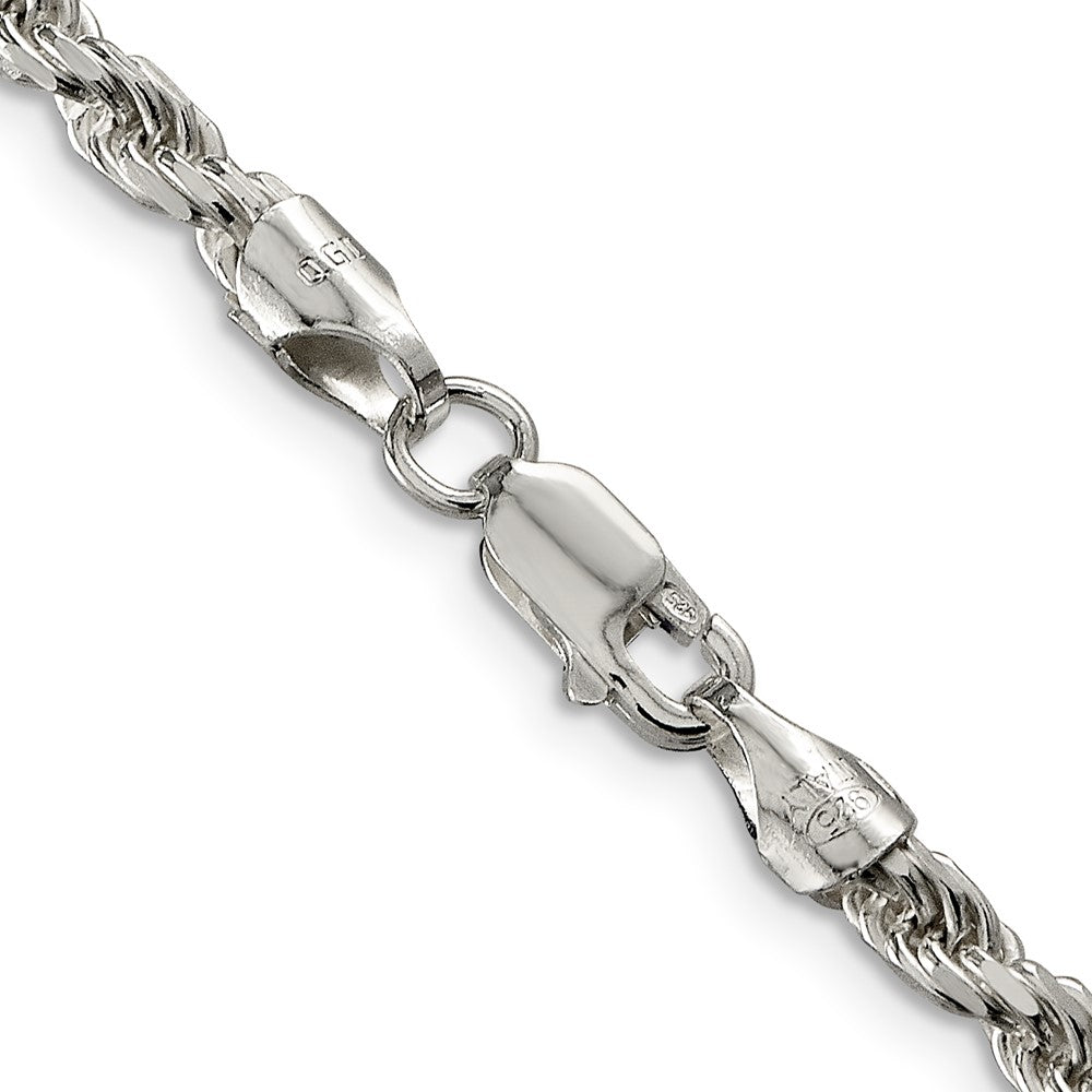 Sterling Silver 3.75mm Diamond-cut Rope Chain Necklace