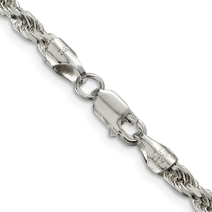 Sterling Silver 3.75mm Diamond-cut Rope Chain Necklace