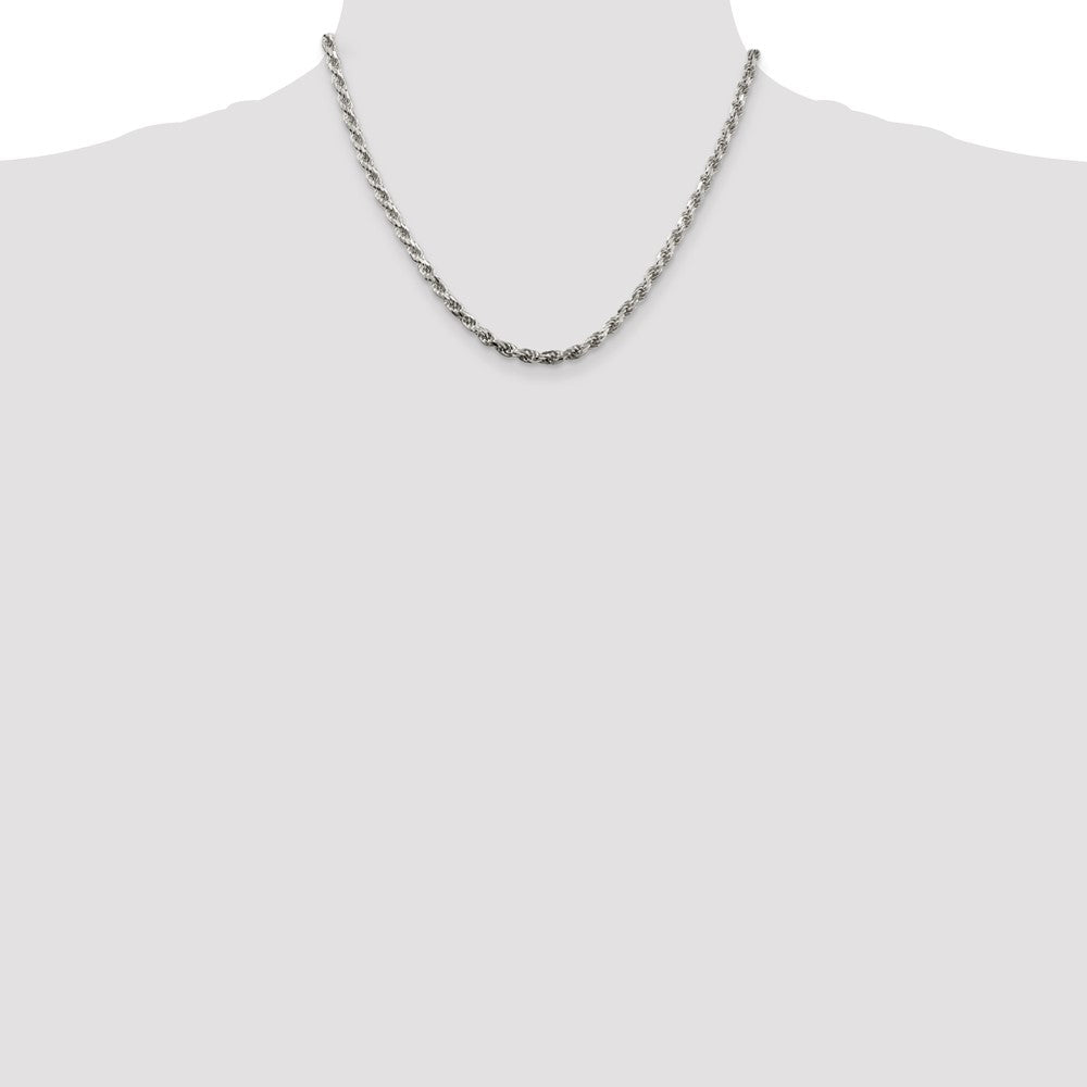 Sterling Silver 3.75mm Diamond-cut Rope Chain Necklace