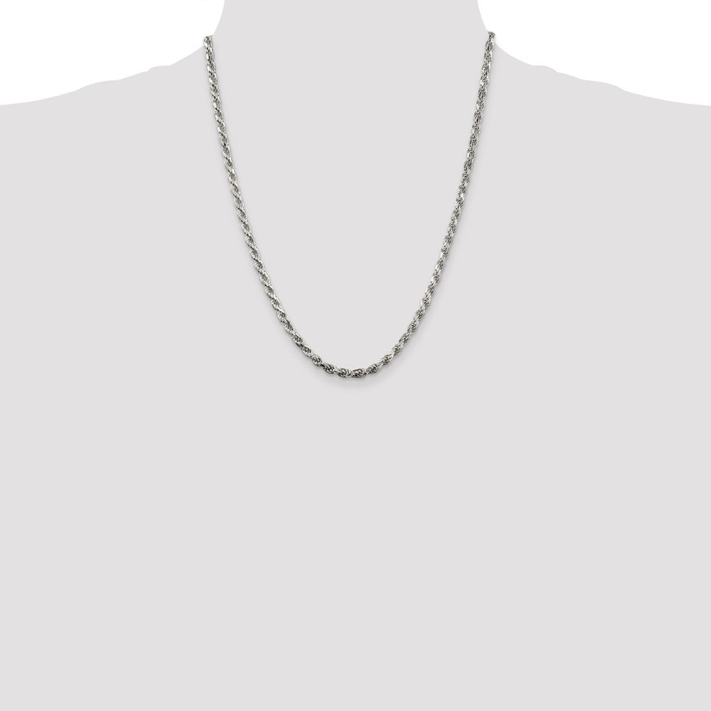 Sterling Silver 3.75mm Diamond-cut Rope Chain Necklace