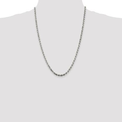 Sterling Silver 3.75mm Diamond-cut Rope Chain Necklace