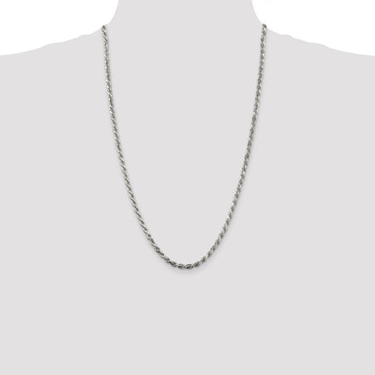 Sterling Silver 3.75mm Diamond-cut Rope Chain Necklace