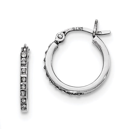 Sterling Silver Platinum-plated Oval and Round Diamond Hoop Earrings Set of 3