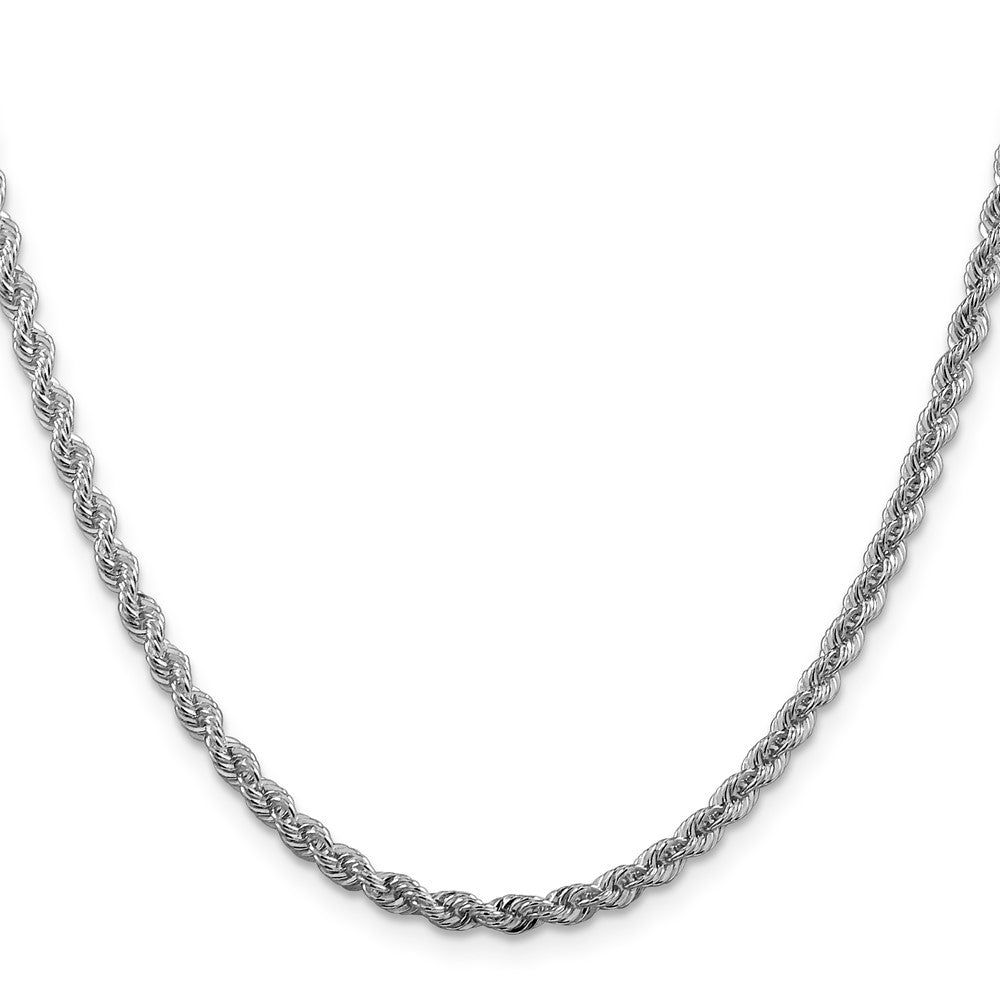 Sterling Silver Rhodium-plated 3mm Solid Rope Chain Necklace
