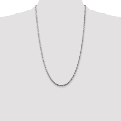 Sterling Silver Rhodium-plated 3mm Solid Rope Chain Necklace