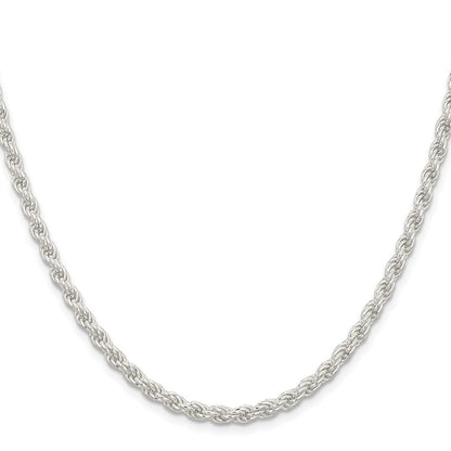 Sterling Silver 4.5mm Solid Rope Chain Necklace