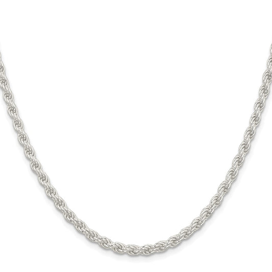 Sterling Silver 4.5mm Solid Rope Chain Necklace