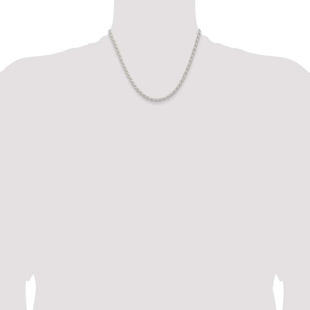 Sterling Silver 4.5mm Solid Rope Chain Necklace