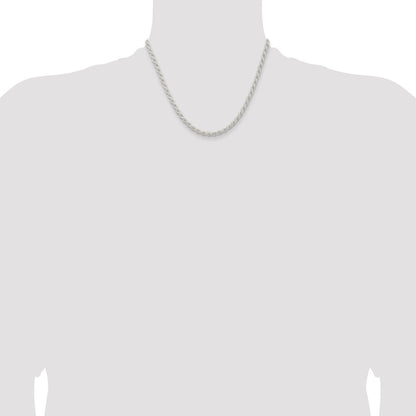 Sterling Silver 4.5mm Solid Rope Chain Necklace