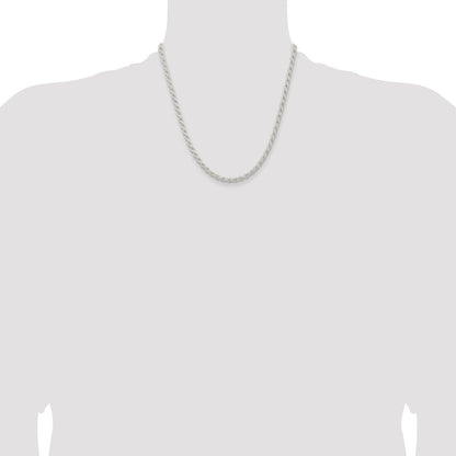 Sterling Silver 4.5mm Solid Rope Chain Necklace