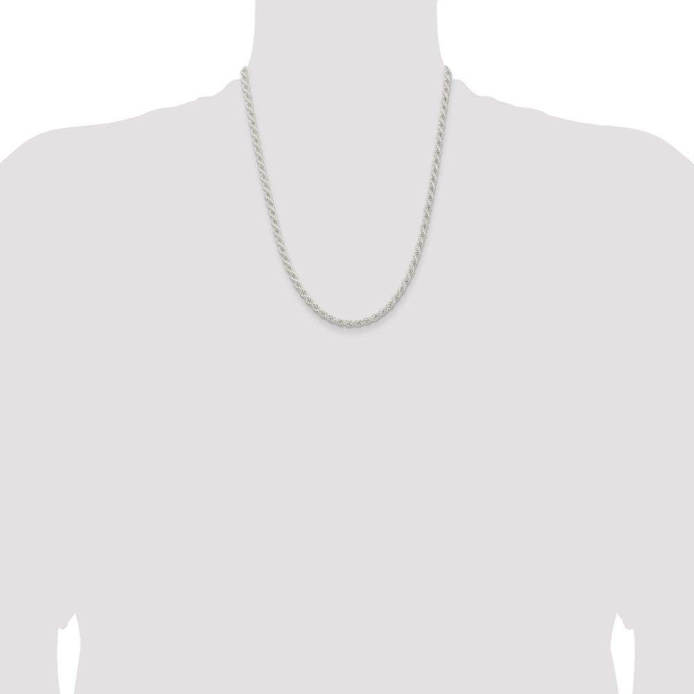 Sterling Silver 4.5mm Solid Rope Chain Necklace