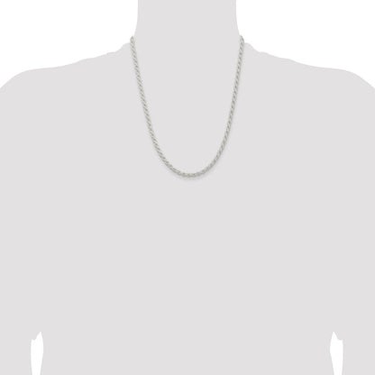 Sterling Silver 4.5mm Solid Rope Chain Necklace