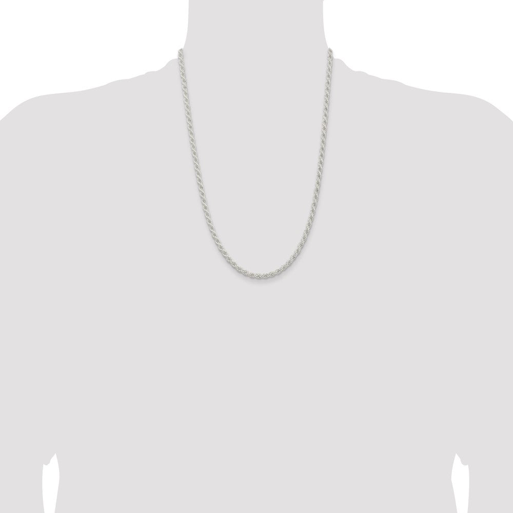 Sterling Silver 4.5mm Solid Rope Chain Necklace
