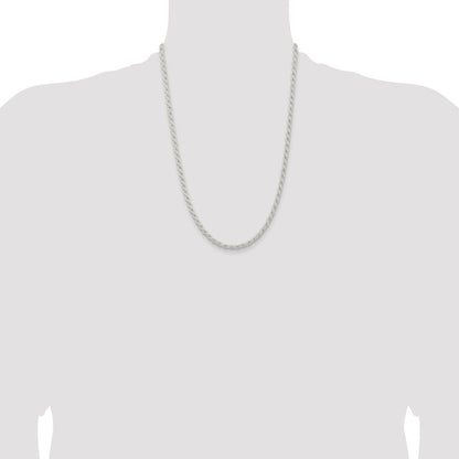 Sterling Silver 4.5mm Solid Rope Chain Necklace