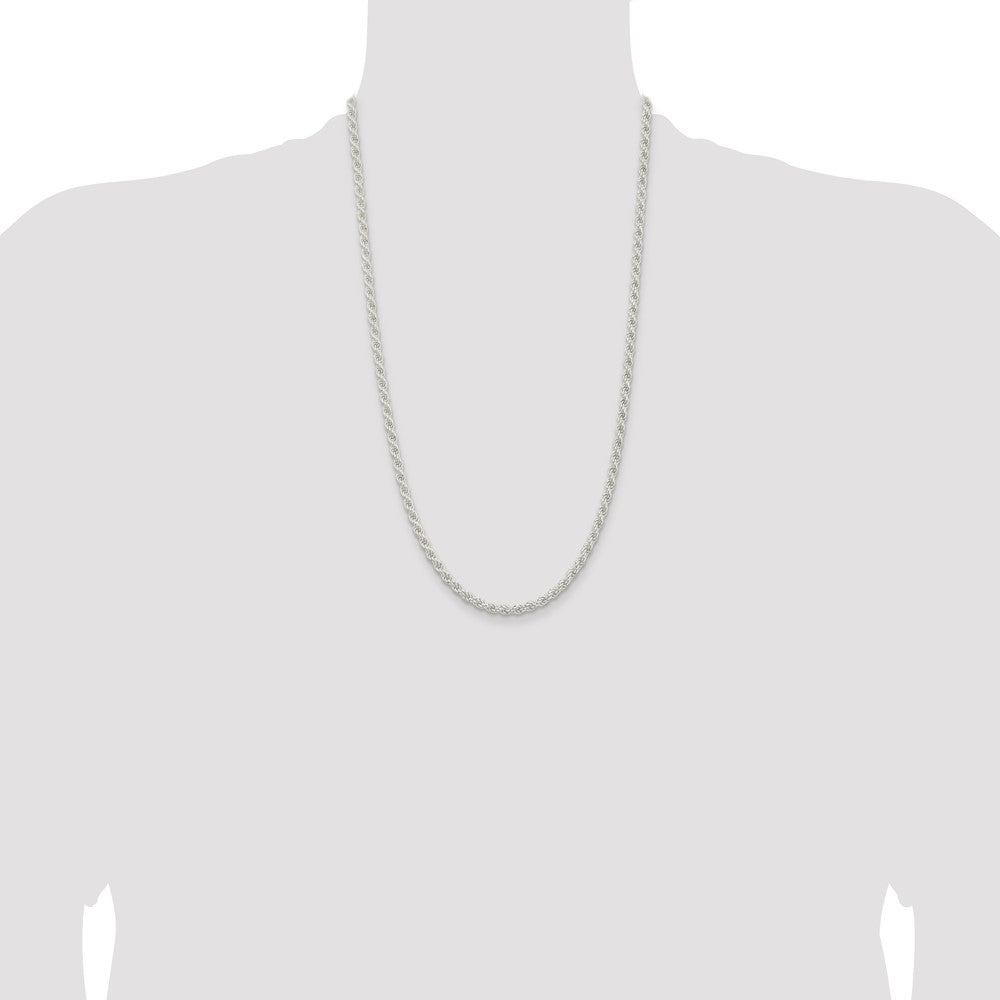 Sterling Silver 4.5mm Solid Rope Chain Necklace