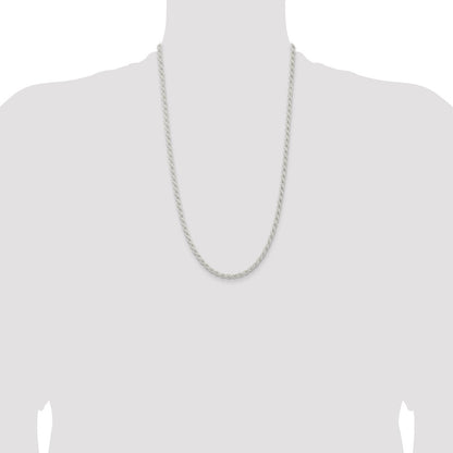Sterling Silver 4.5mm Solid Rope Chain Necklace