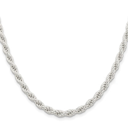 Sterling Silver 5mm Solid Rope Chain Necklace