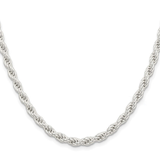 Sterling Silver 5mm Solid Rope Chain Necklace