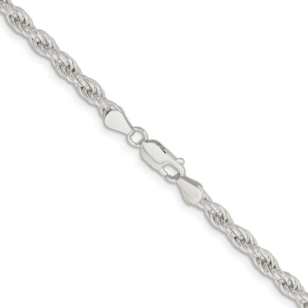 Sterling Silver 5mm Solid Rope Chain Necklace