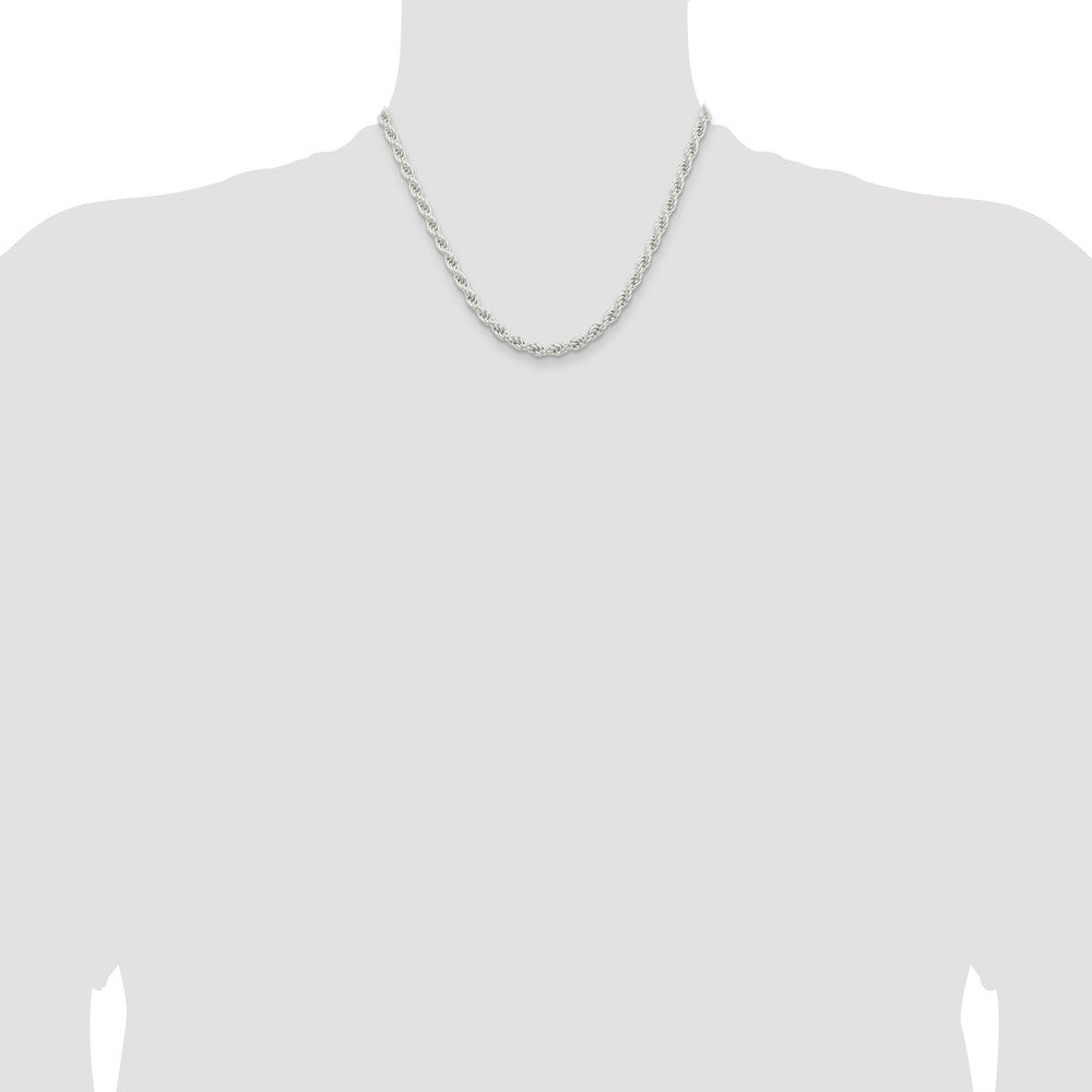 Sterling Silver 5mm Solid Rope Chain Necklace