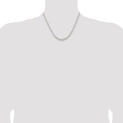 Sterling Silver 5mm Solid Rope Chain Necklace