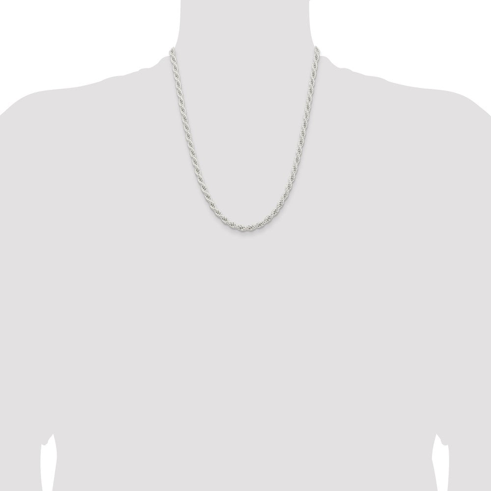 Sterling Silver 5mm Solid Rope Chain Necklace