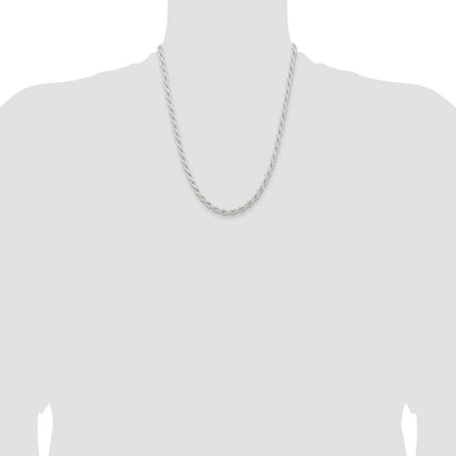Sterling Silver 5mm Solid Rope Chain Necklace