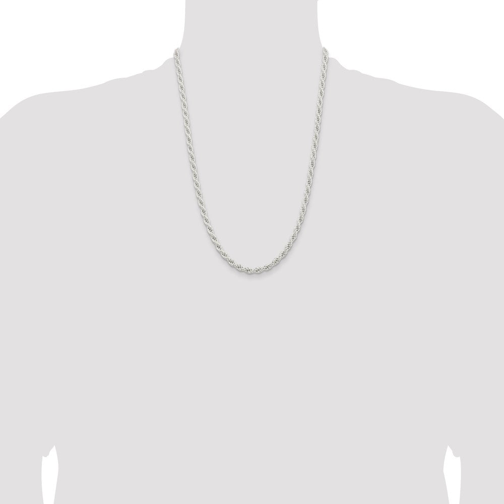 Sterling Silver 5mm Solid Rope Chain Necklace