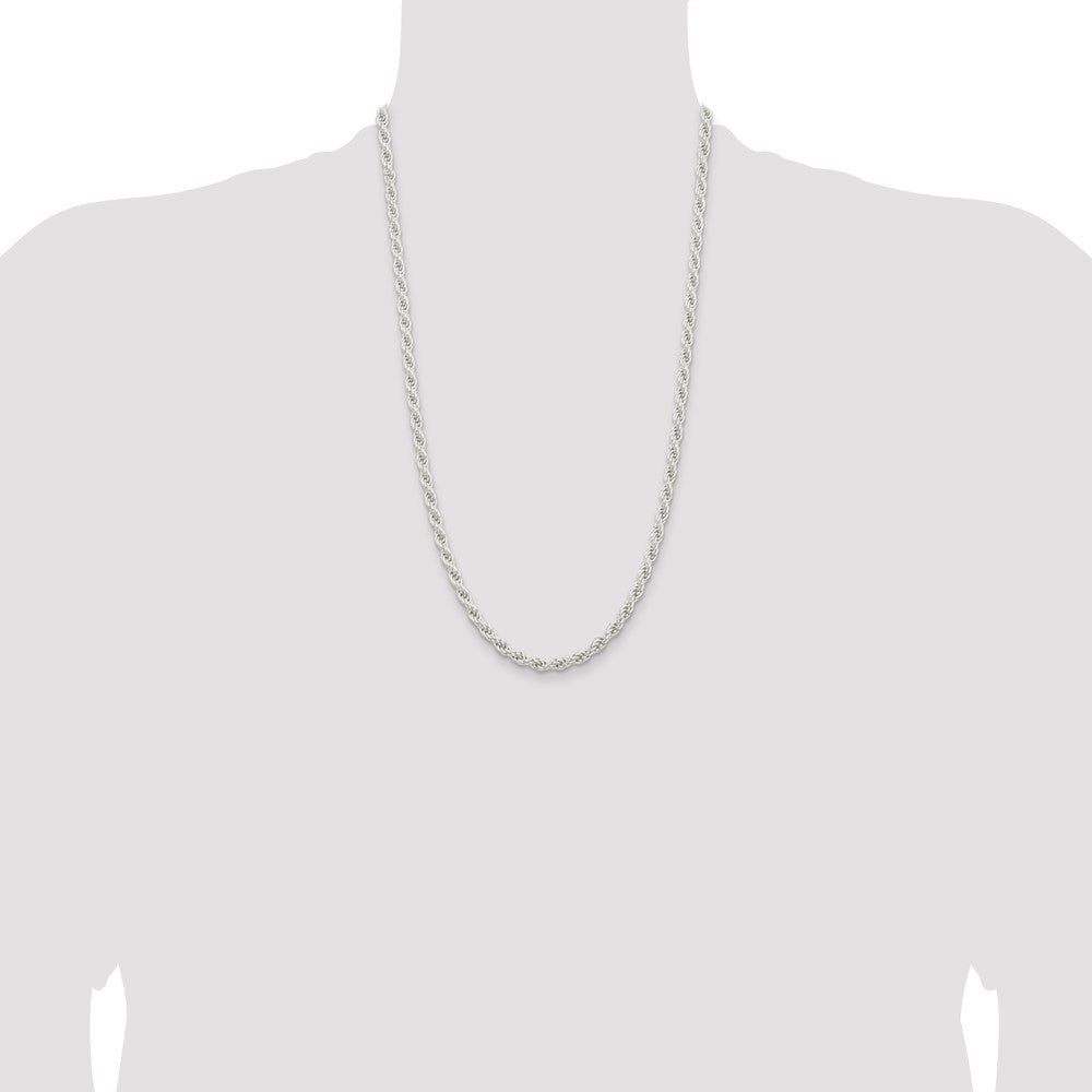 Sterling Silver 5mm Solid Rope Chain Necklace