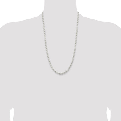 Sterling Silver 5mm Solid Rope Chain Necklace