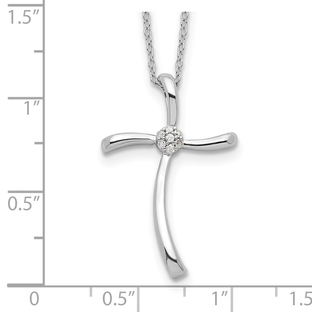 Sterling Silver Diamond Cross Necklace 16"