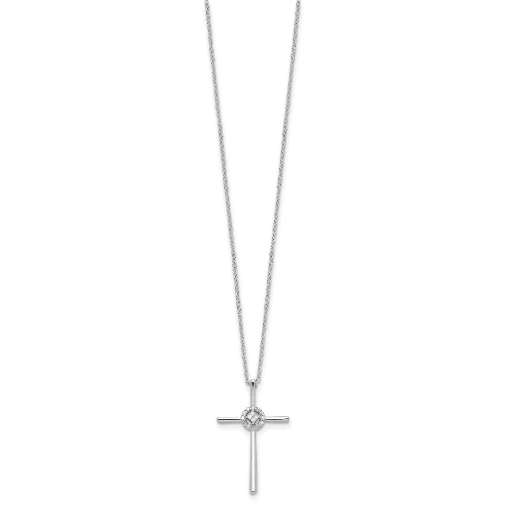 Sterling Silver Diamond Eternal Life Cross Necklace 16"
