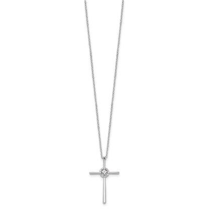 Sterling Silver Diamond Eternal Life Cross Necklace 16"
